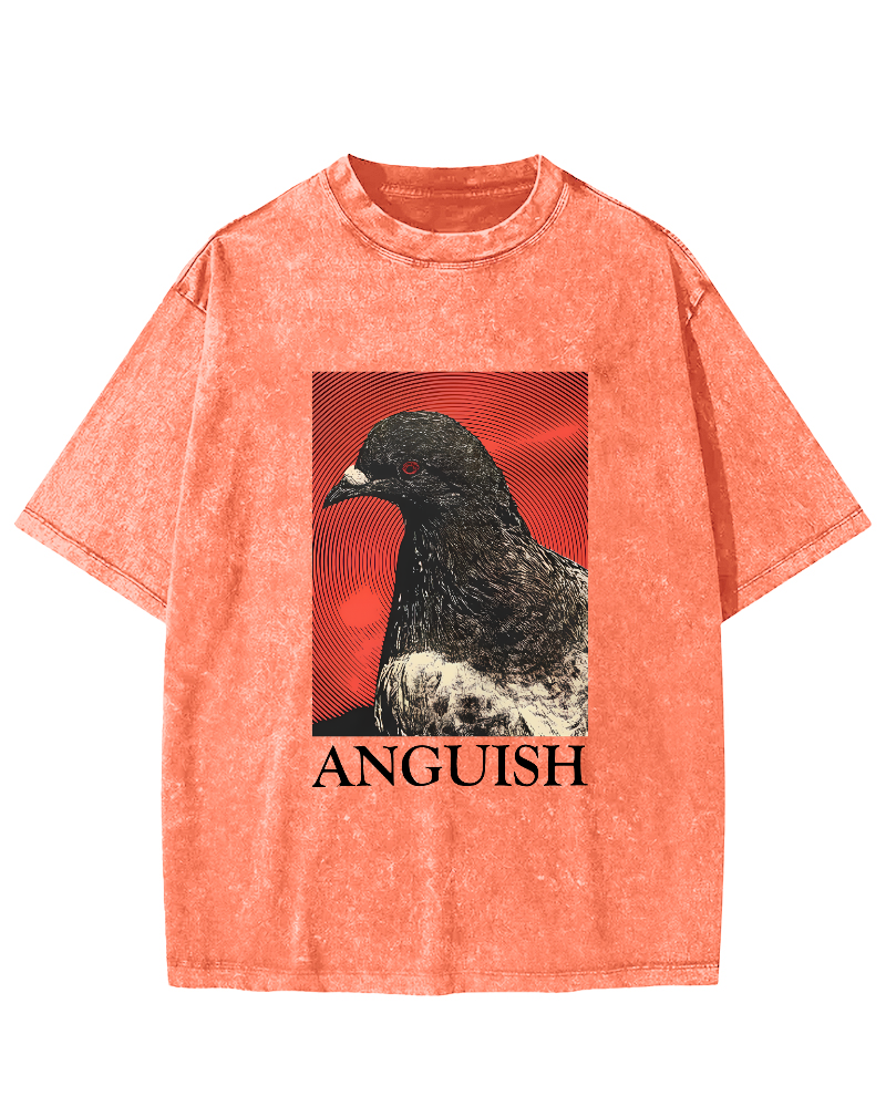 Retro Pigeon Pattern Vintage Distressed T-shirt-Zazasy