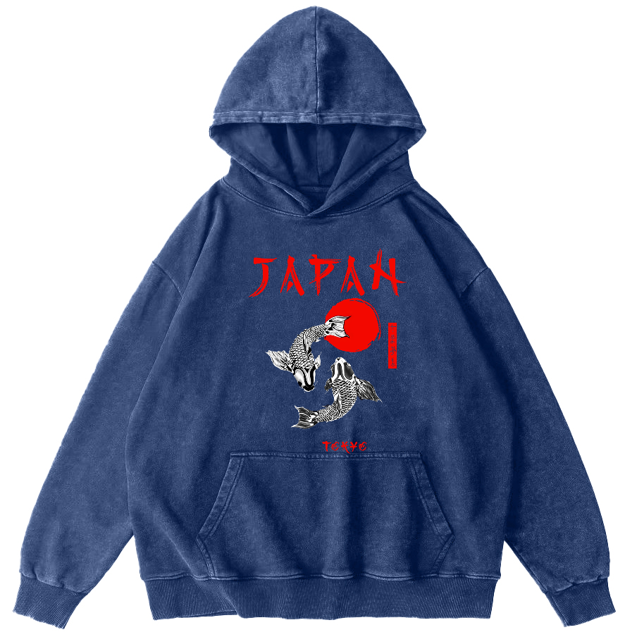 Japanese Koi Fish Vintage Distressed Hoodie-Zazasy