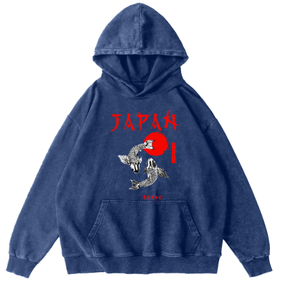 Japanese Koi Fish Vintage Distressed Hoodie-Zazasy