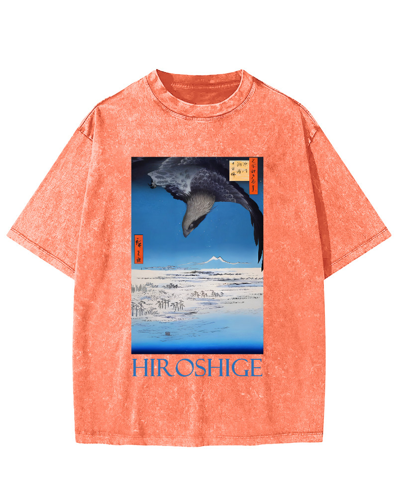 Hiroshige  Vintage Washed T-shirt-Zazasy