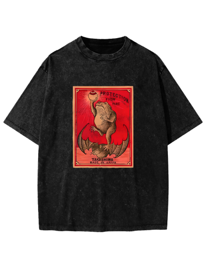 Japanese Matches Frog & Bat Washed T-Shirt-Zazasy