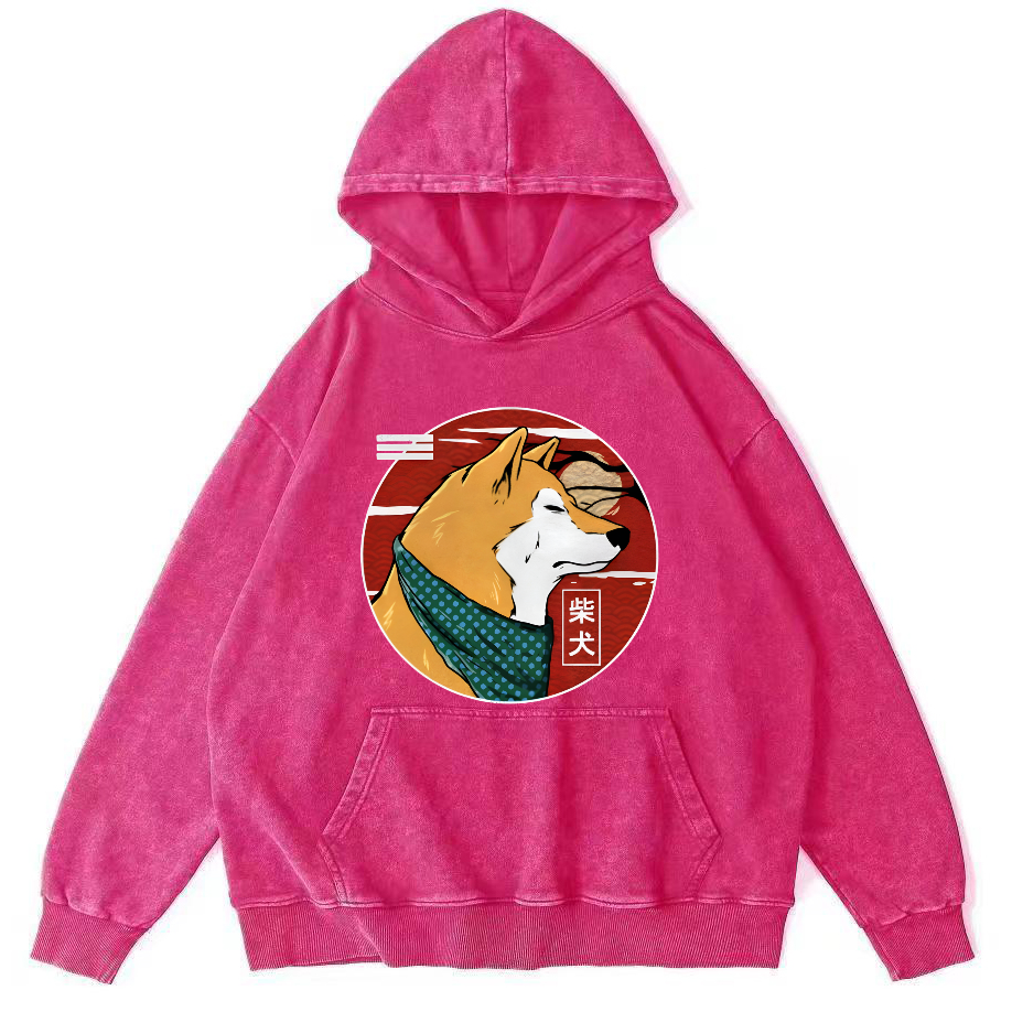 Cute Shiba Inu Vintage Distressed Hoodie-Zazasy