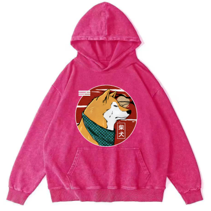 Cute Shiba Inu Vintage Distressed Hoodie-Zazasy