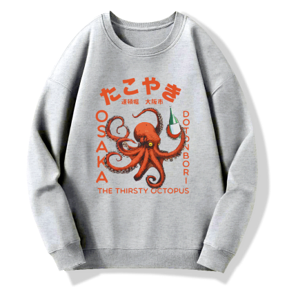 Osaka City Octopus Cuisine Cotton Pullover Sweatshirt