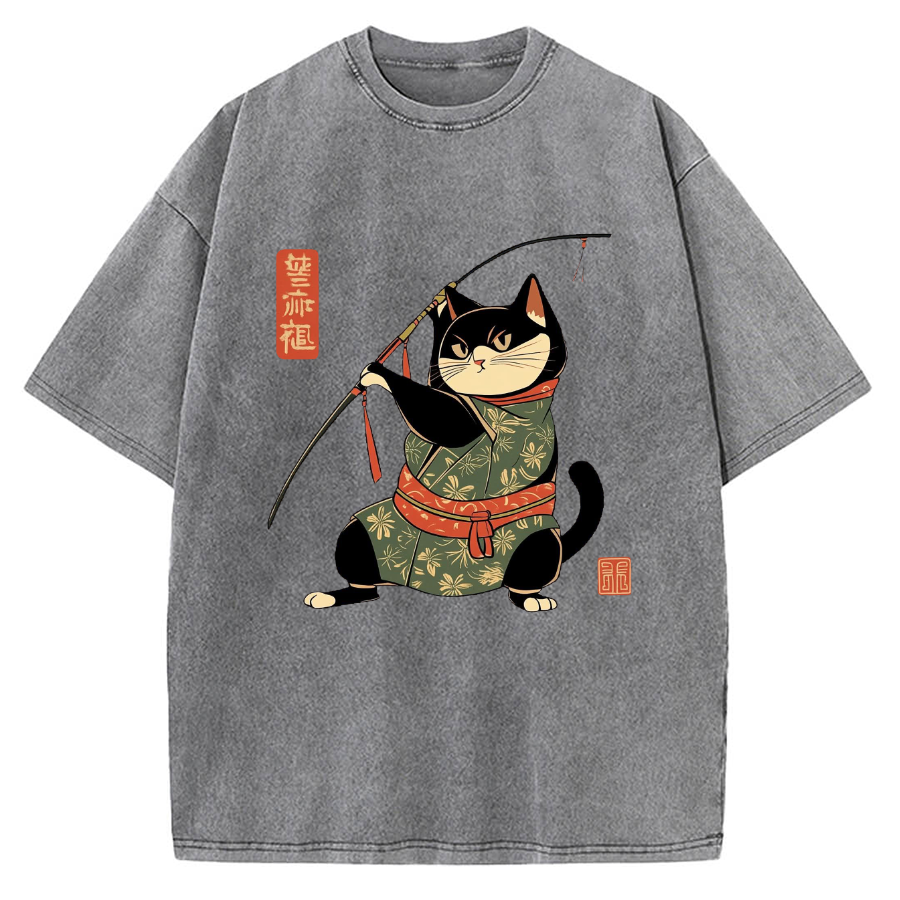 Japan Cat Archery Vintage Washed T-shirt