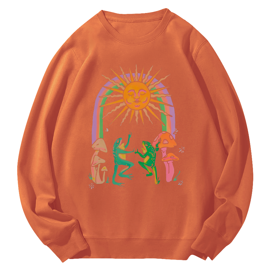 A Cheerful Frog Round Neck Sweatshirt-Zazasy
