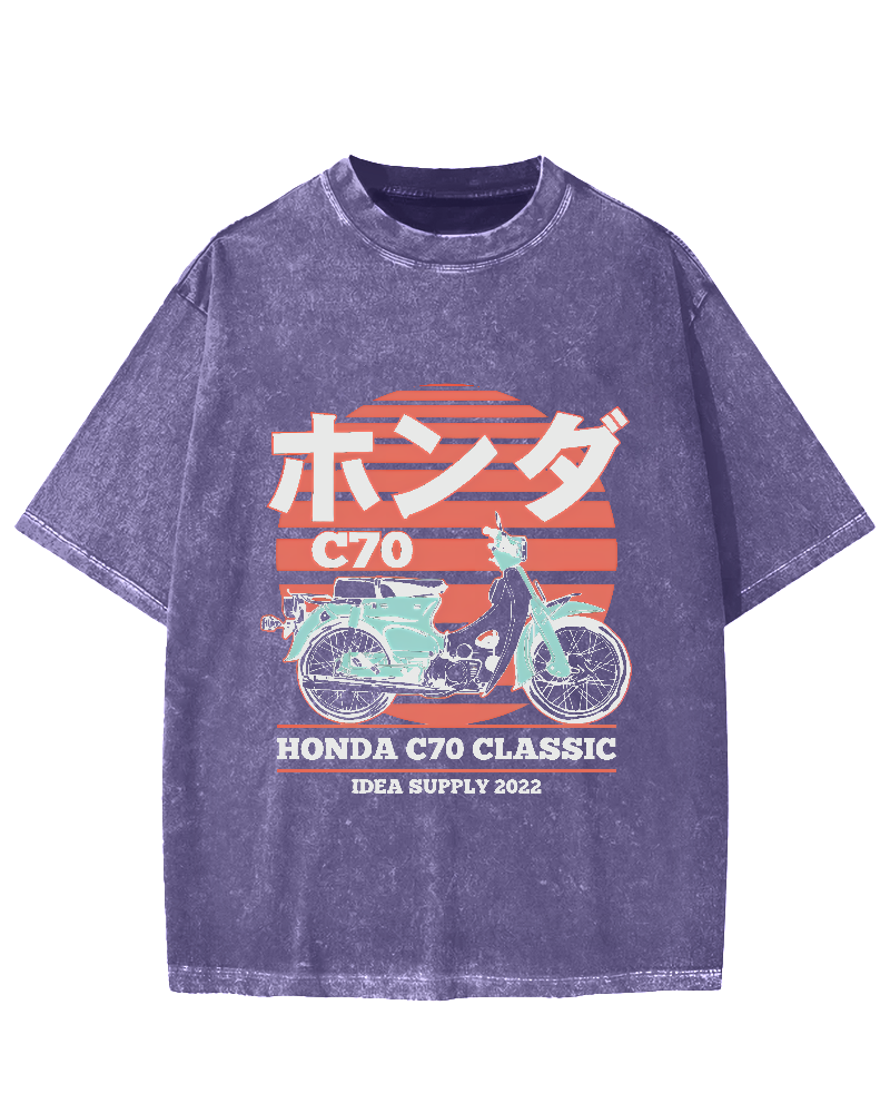 Japanese retro motorcycle Vintage Washed T-shirt
