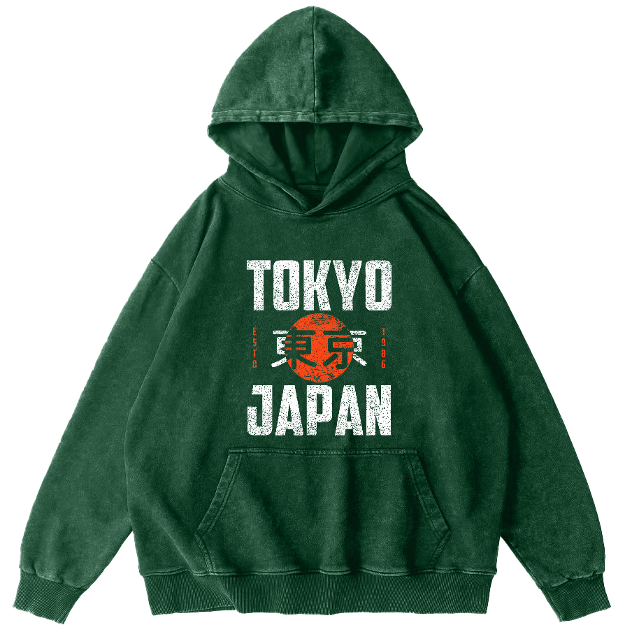 Tokyo Script In Japan Vintage Distressed Hoodie-Zazasy