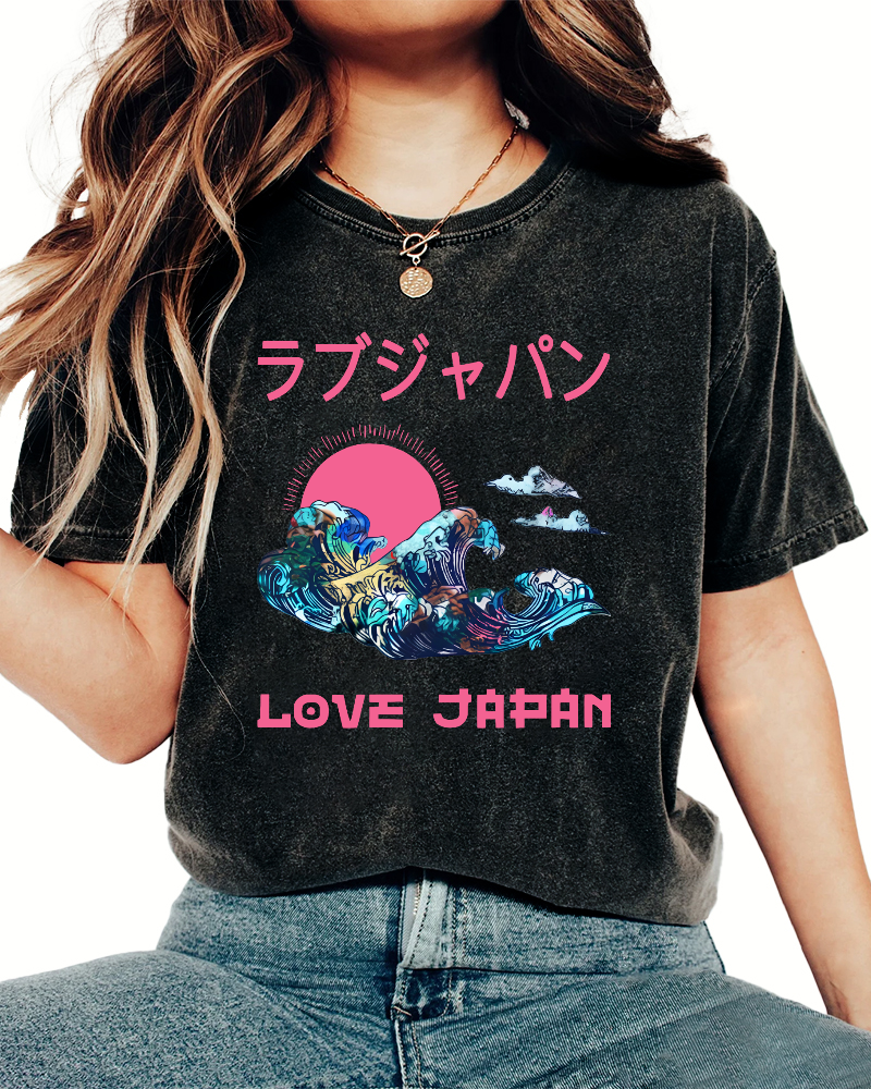 I like Japan Vintage Washed T-shirt-Zazasy