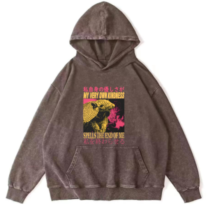Pangolin Pattern Japanese Style Vintage Distressed Hoodie-Zazasy