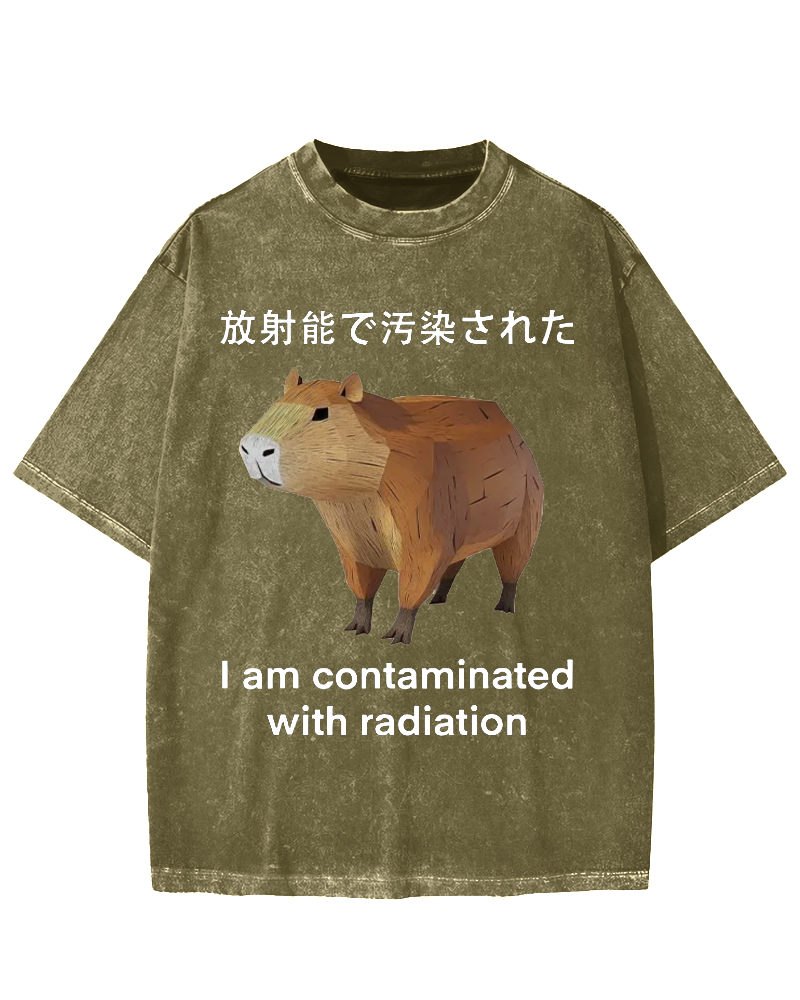 Capybara Contaminated By Radiation Vintage Washed T-shirt
