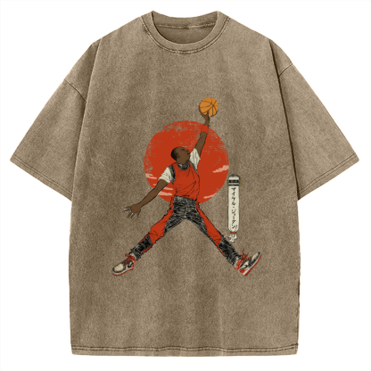 Ukiyo-e Style Basketball Player Michael Vintage Washed T-shirt