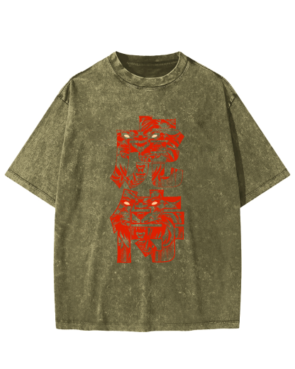 Tiger Attendant Japanese Style Vintage Distressed T-shirt-Zazasy