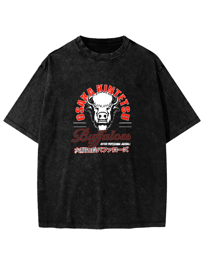 Osaka Bullhead Japanese Style Vintage Distressed T-shirt-Zazasy
