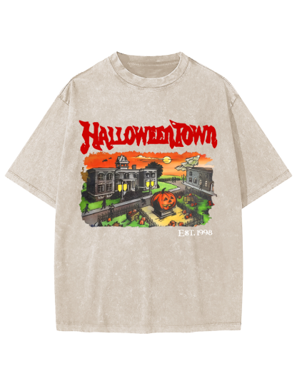 Halloween Town Vintage Washed T-shirt-Zazasy