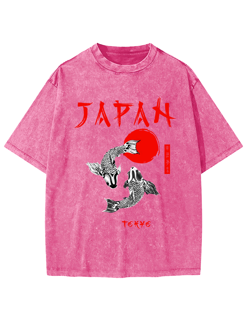 Japanese Koi Fish Vintage Distressed T-shirt-Zazasy