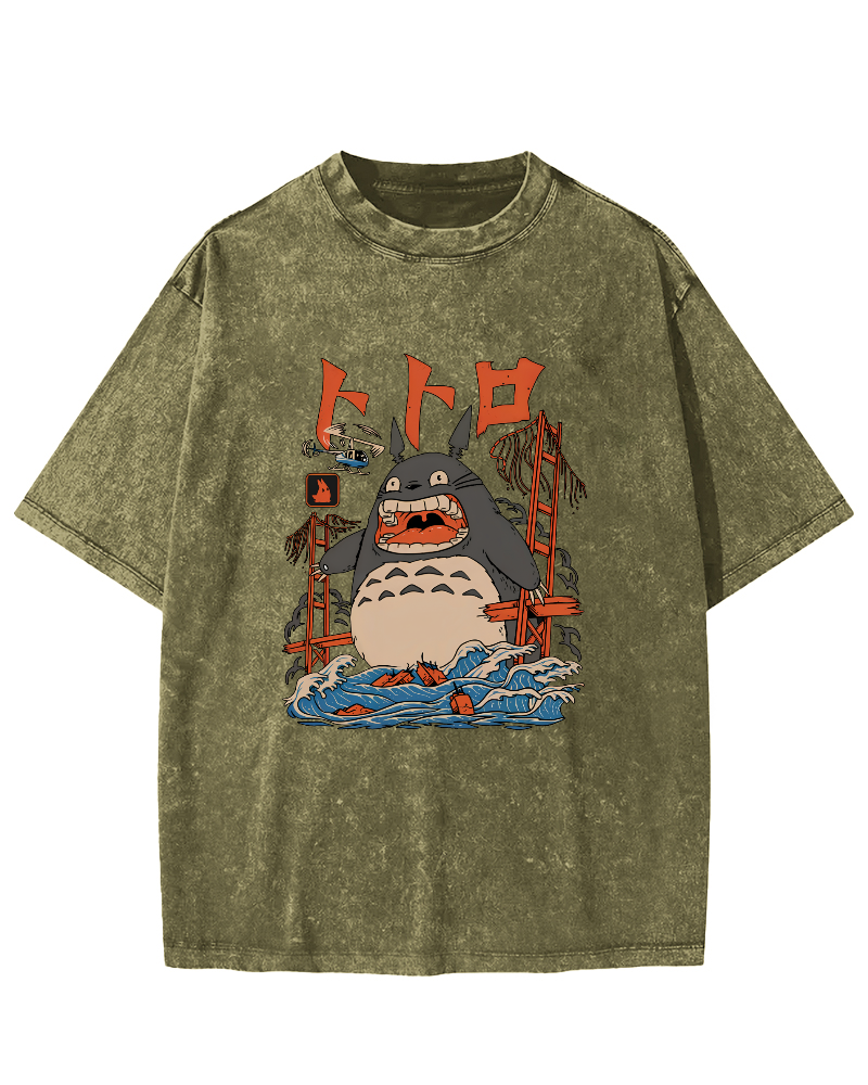 Cute Cartoon Japanese Style Vintage Distressed T-shirt-Zazasy