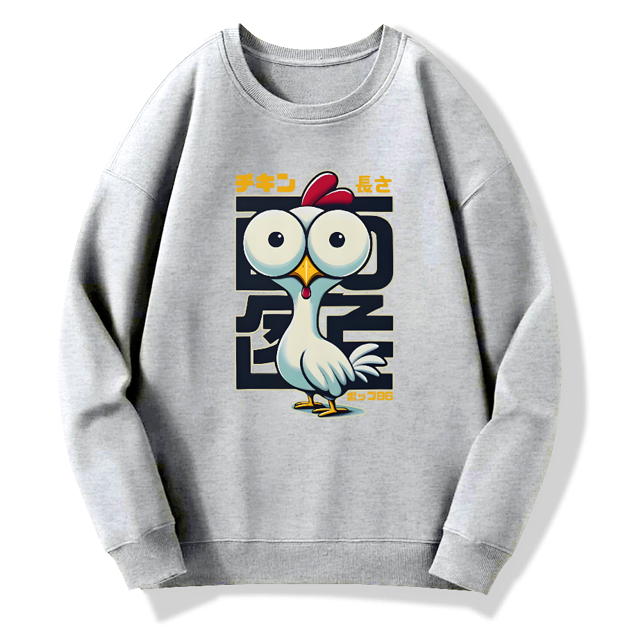 Interesting Big eyed Chicken Cotton Pullover Sweatshirt