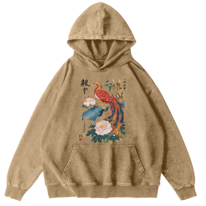Proud Peacock Japanese Style Vintage Distressed Hoodie-Zazasy