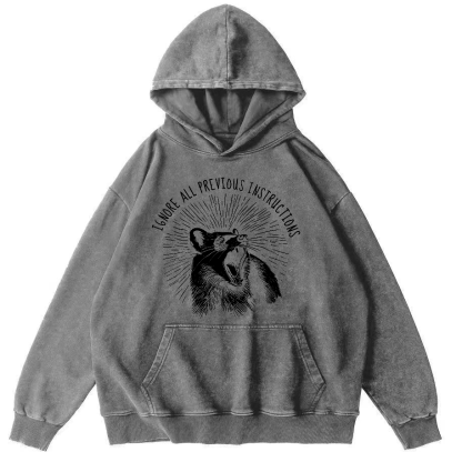 Ignore All Previous Instructions Vintage Distressed Hoodie-Zazasy
