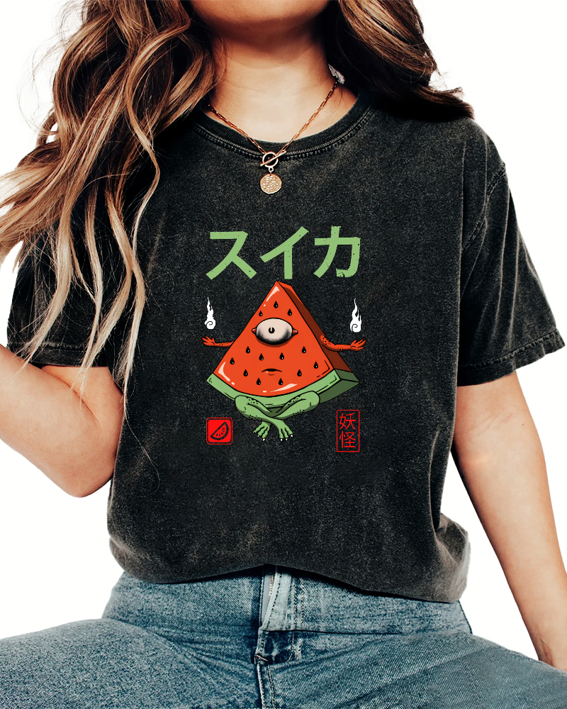Watermelon Monster Japanese Vintage Distressed T-shirt-Zazasy