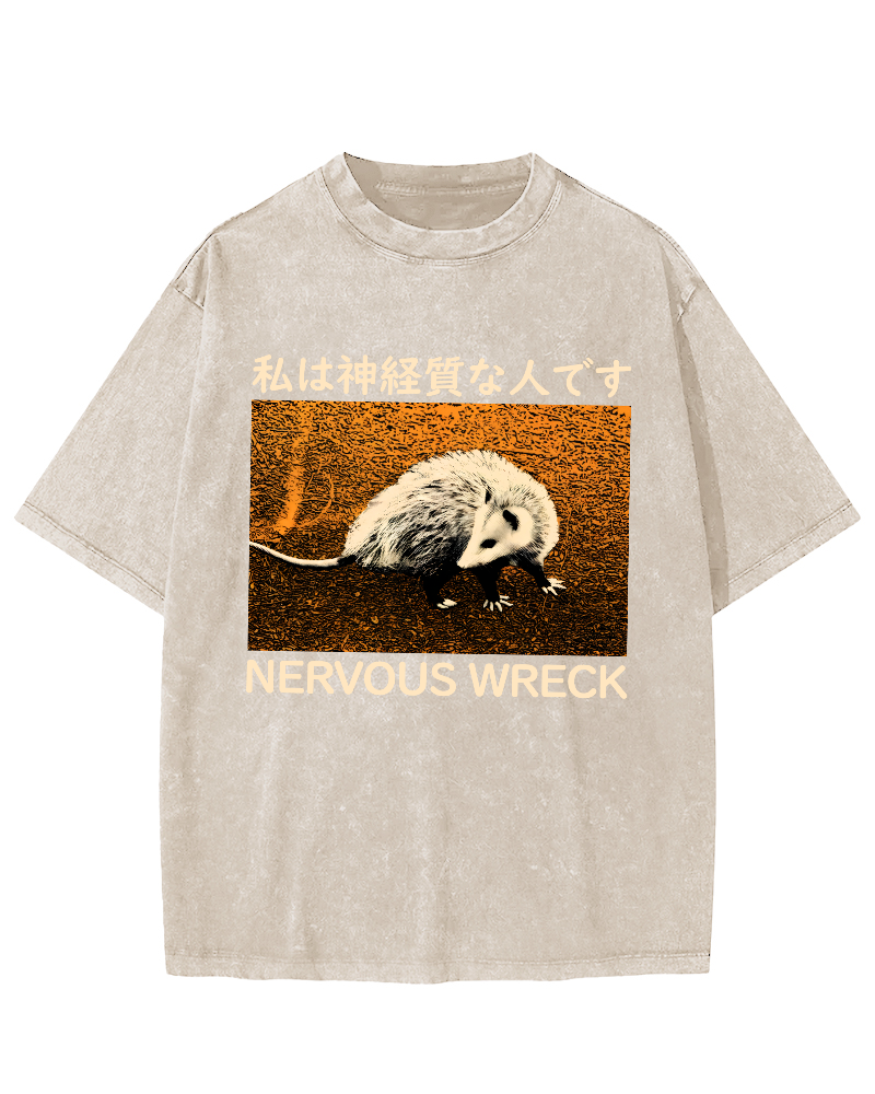 Nervous Wreck The Japanese Style Opossum Vintage Distressed T-shirt-Zazasy