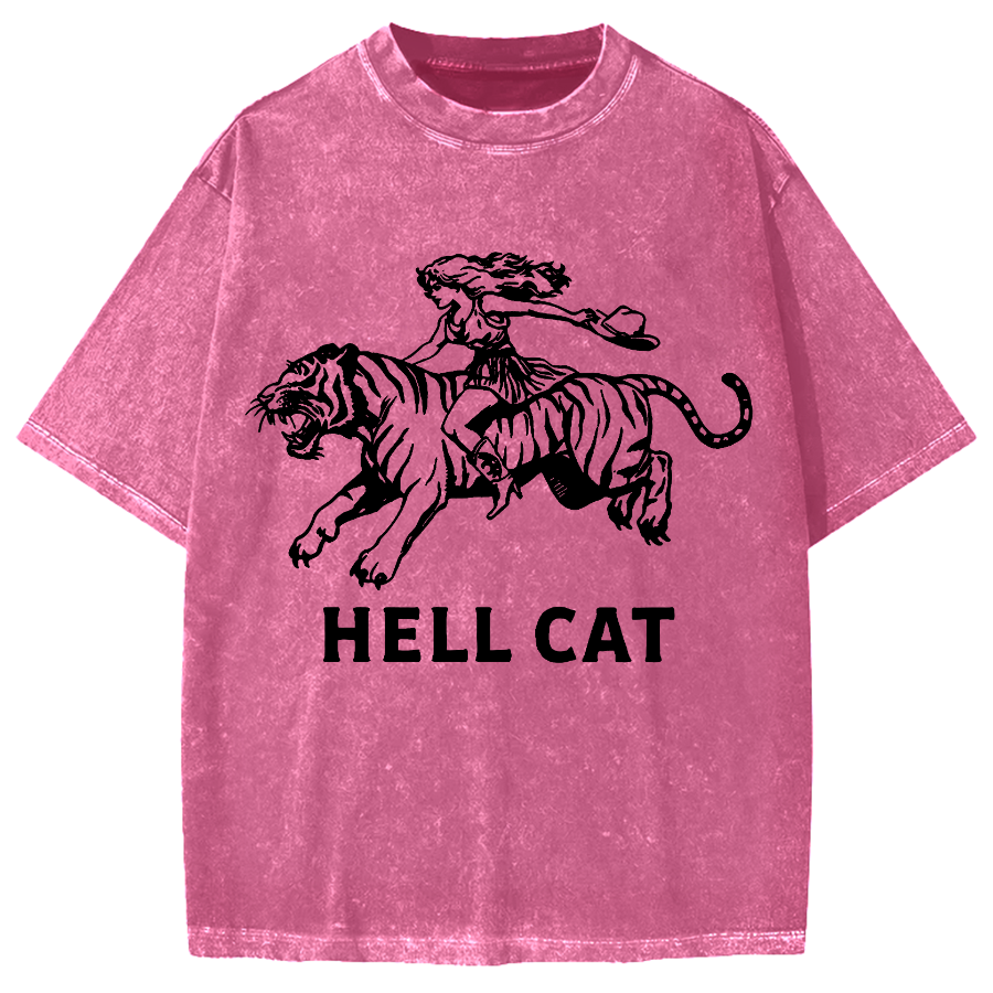 Cowgirl Hell Cat Vintage Washed T-shirt