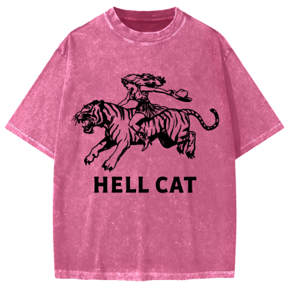 Cowgirl Hell Cat Vintage Washed T-shirt