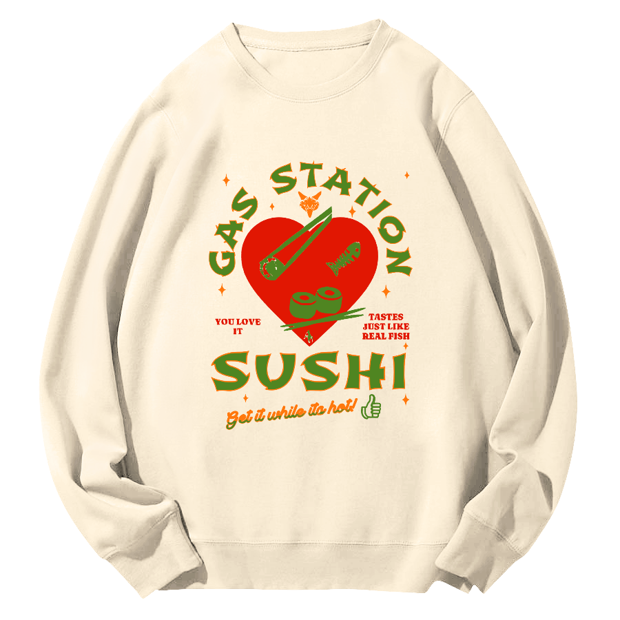 I like Sushi, Japanese Style Round Neck Sweatshirt-Zazasy