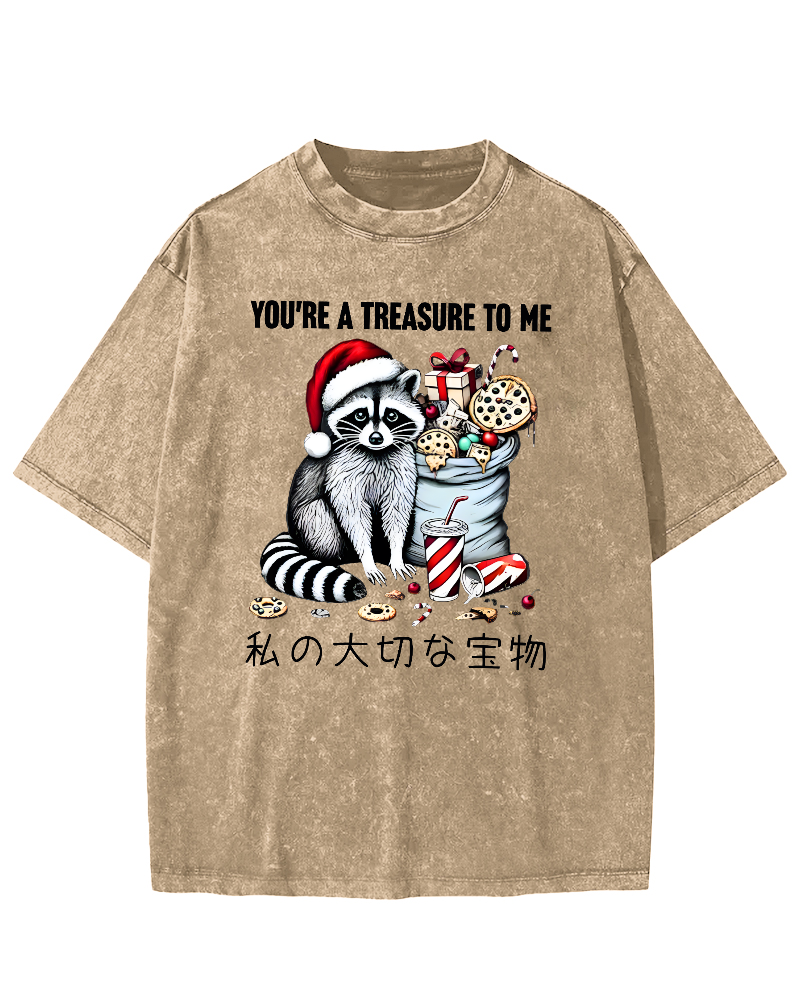 You are my treasure, Christmas wild raccoon Vintage Washed T-shirt