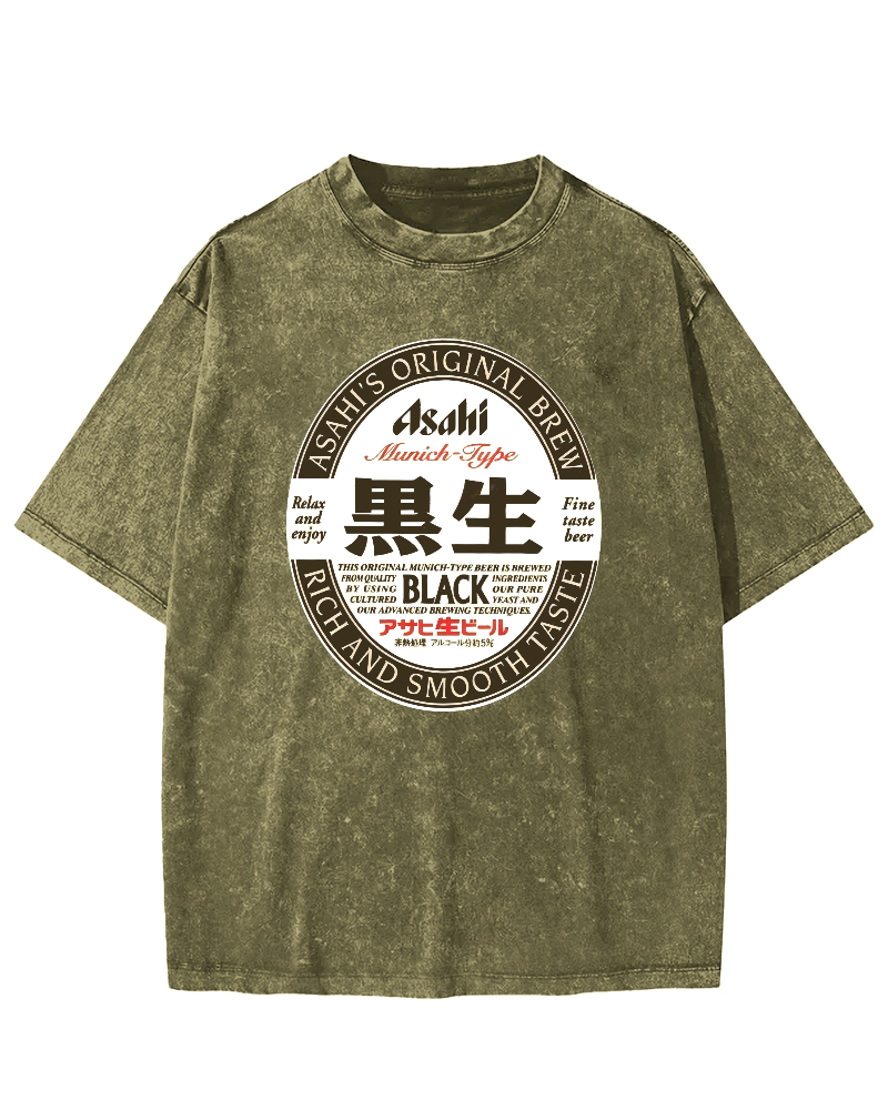 Asahi Nama Beer Black Vintage Washed T-shirt