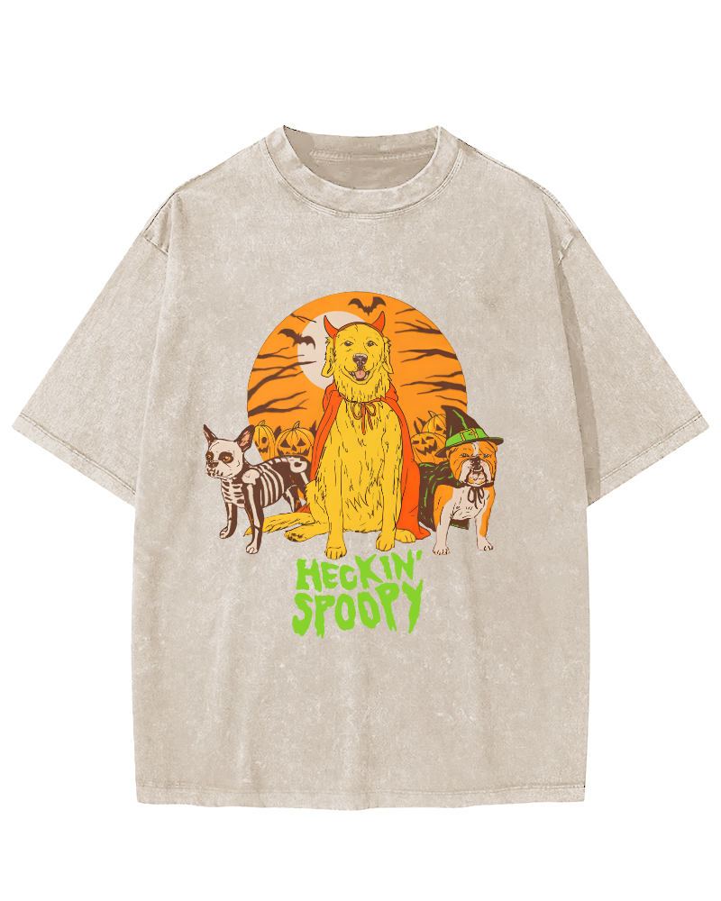 Cute Dog Halloween Vintage Distressed T-shirt-Zazasy
