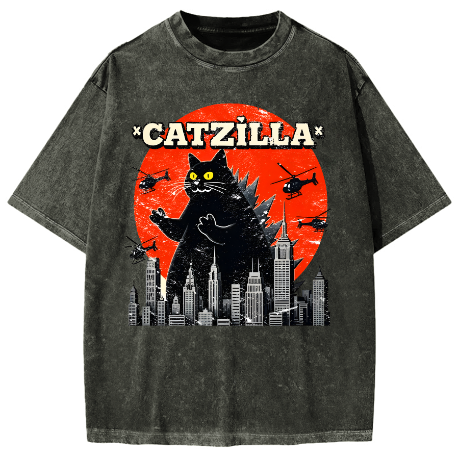 Parody Black Cat Vintage Washed T-shirt