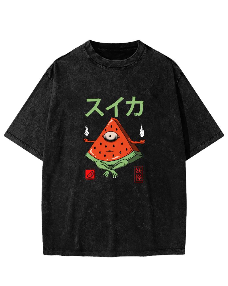 Watermelon Monster Japanese Vintage Distressed T-shirt-Zazasy
