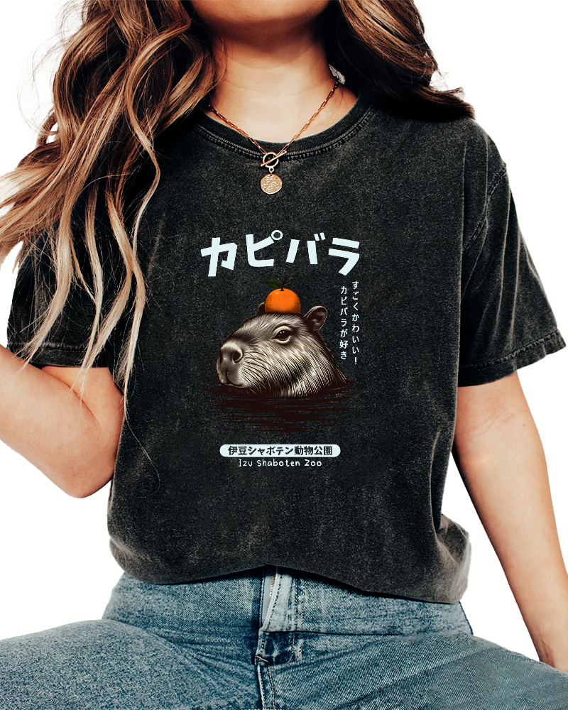 Japanese Mouse Pattern Vintage Distressed T-shirt-Zazasy