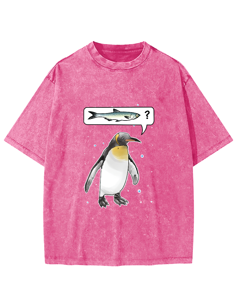 Japanese Penguin Pattern Wanting To Eat Fish Vintage Distressed T-shirt-Zazasy