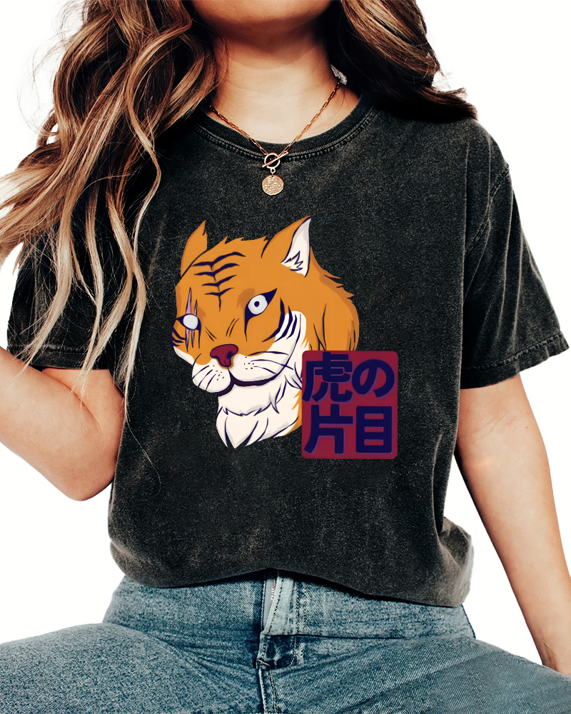 Japanese Tiger Vintage Washed T-shirt-Zazasy