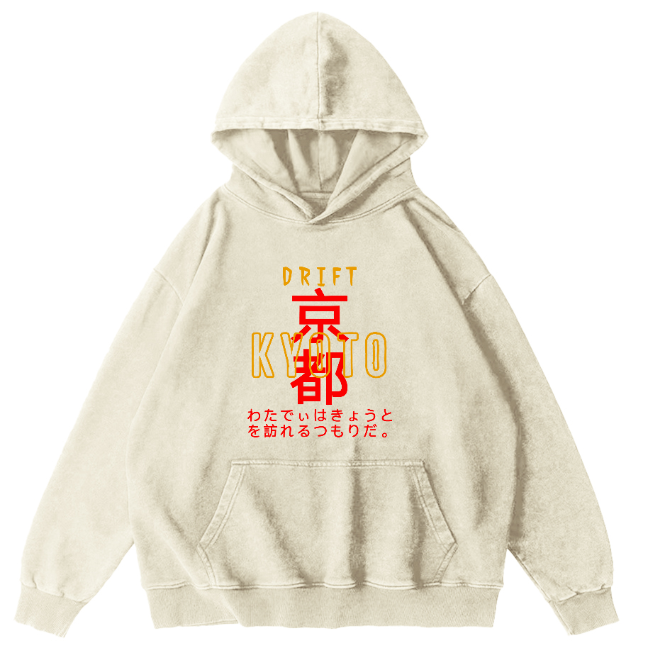 Kyoto, Japan Vintage Washed Hoodie-Zazasy