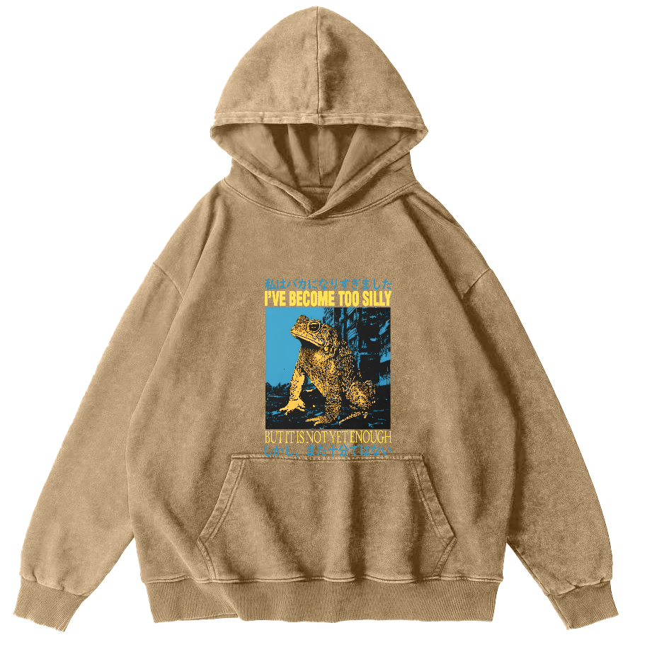 Retro Frog Pattern Japanese Style Vintage Distressed Hoodie-Zazasy