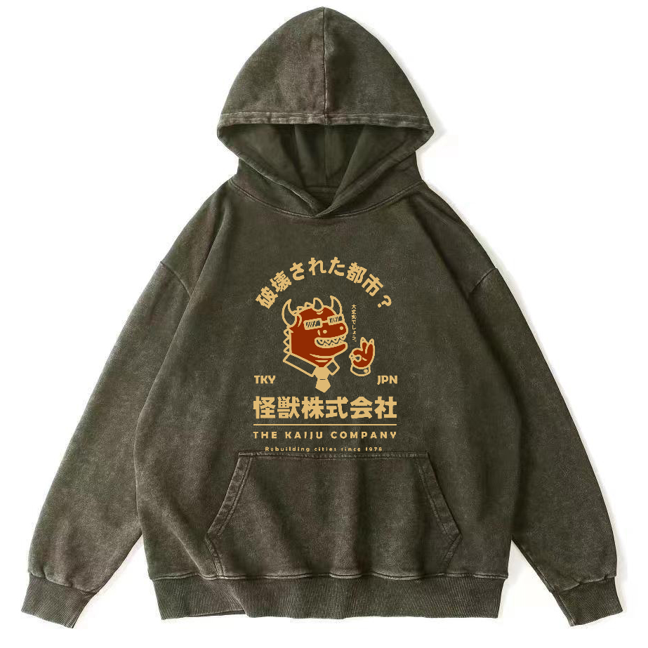 Monsters in Society Vintage Washed Hoodie-Zazasy