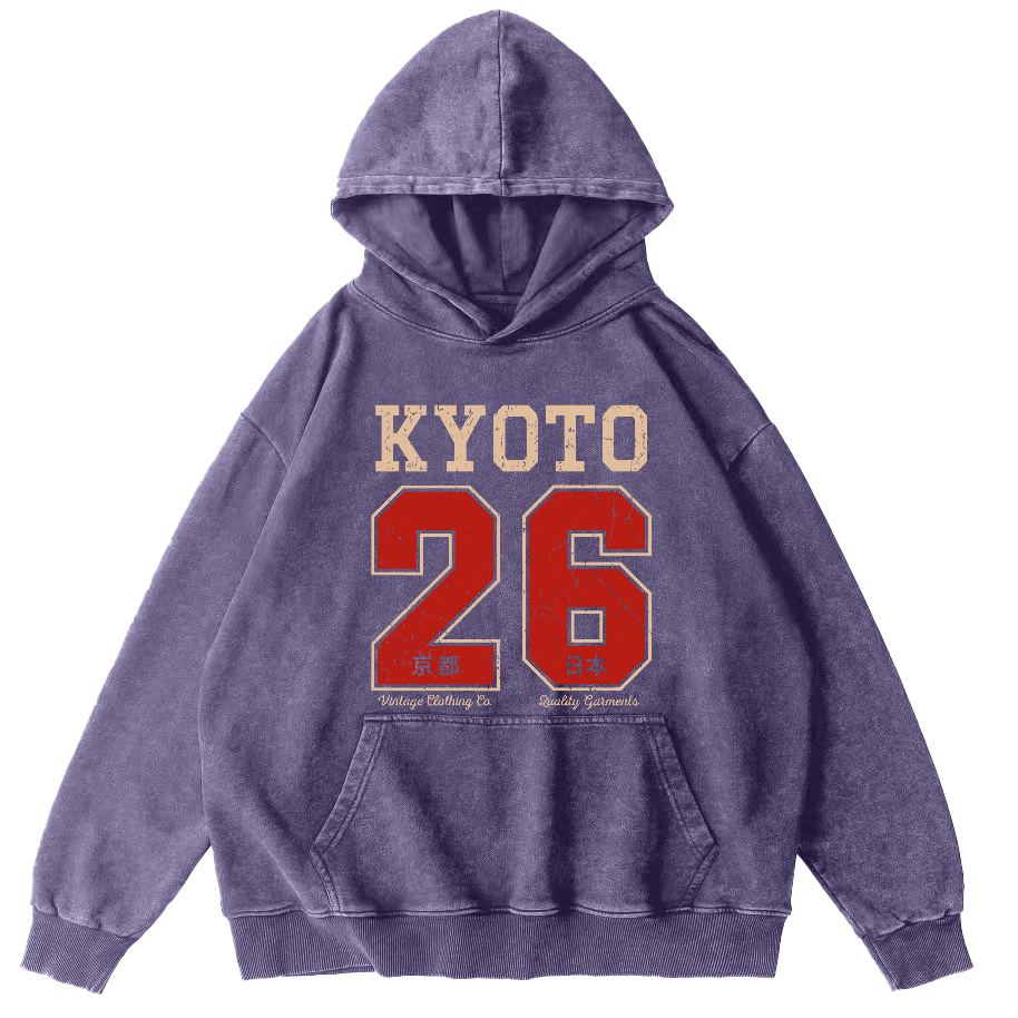 Kyoto Japan No. 26 Vintage Washed Hoodie-Zazasy