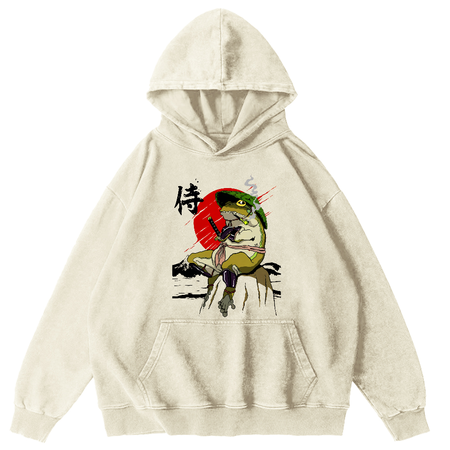 Frog Guard Japanese Style Vintage Distressed Hoodie-Zazasy