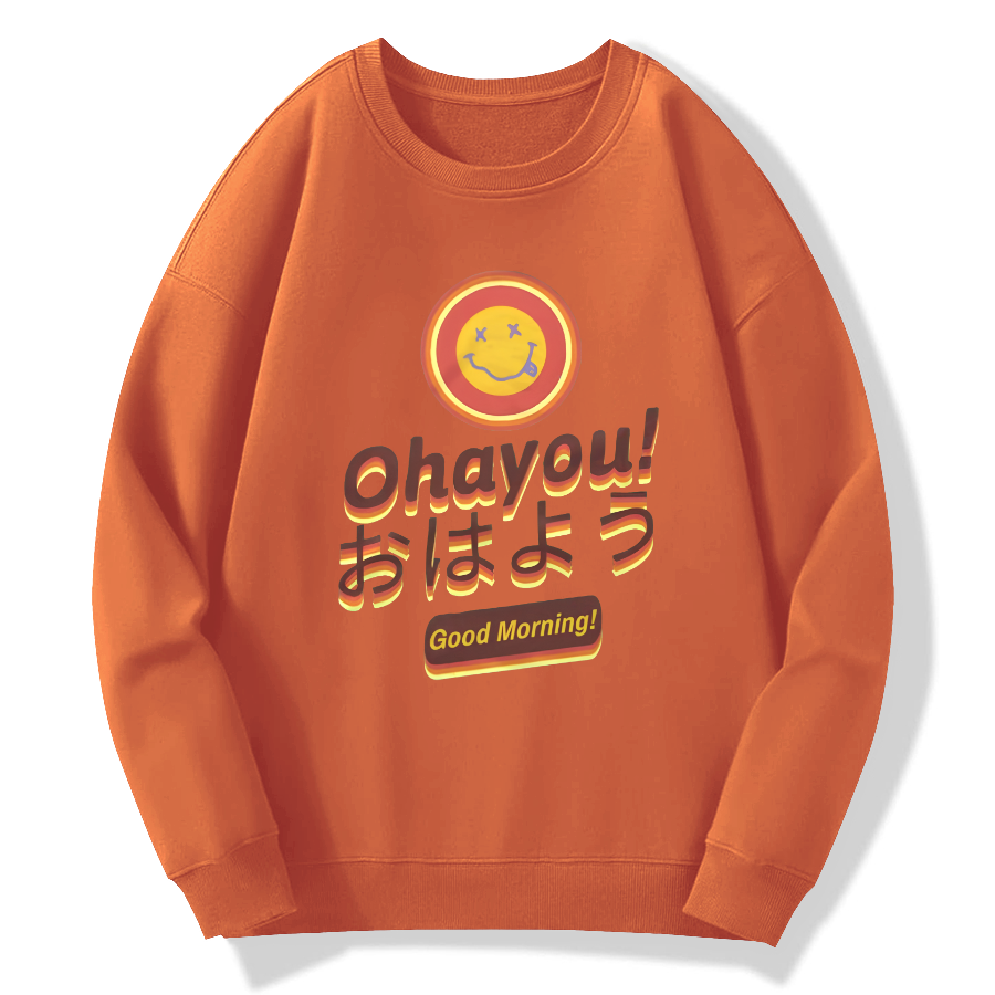 Smiling retro slogan Cotton Pullover Sweatshirt