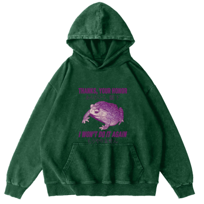 Retro Frog Pattern Japanese Style Vintage Distressed Hoodie-Zazasy