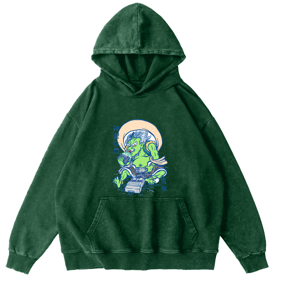 Cartoon Japanese Monster Vintage Distressed Hoodie-Zazasy
