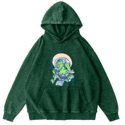 Cartoon Japanese Monster Vintage Distressed Hoodie-Zazasy