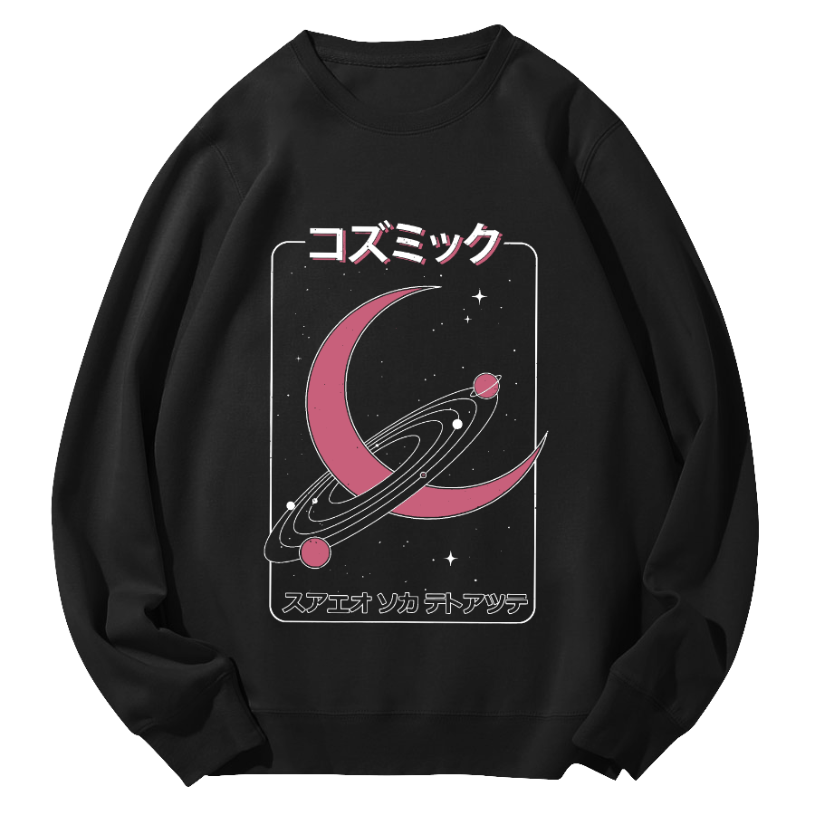 Fashion Planet Japanese Style Round Neck Sweatshirt-Zazasy