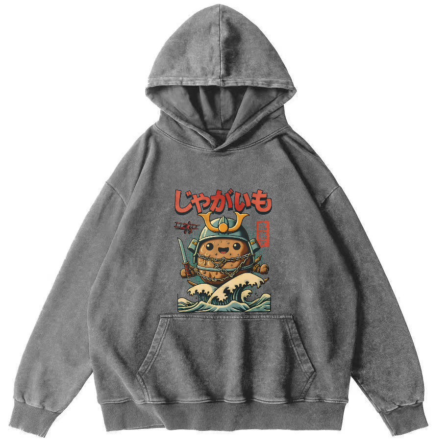 Retro Cartoon Japanese Style Vintage Distressed Hoodie-Zazasy