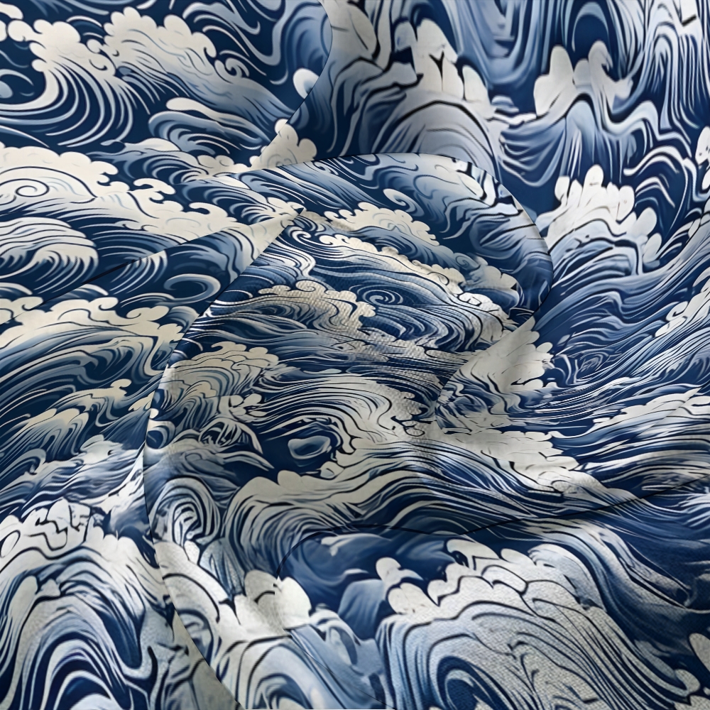 Japanese Wave Comfortable Long Sleeve Shirt and Pajama Set