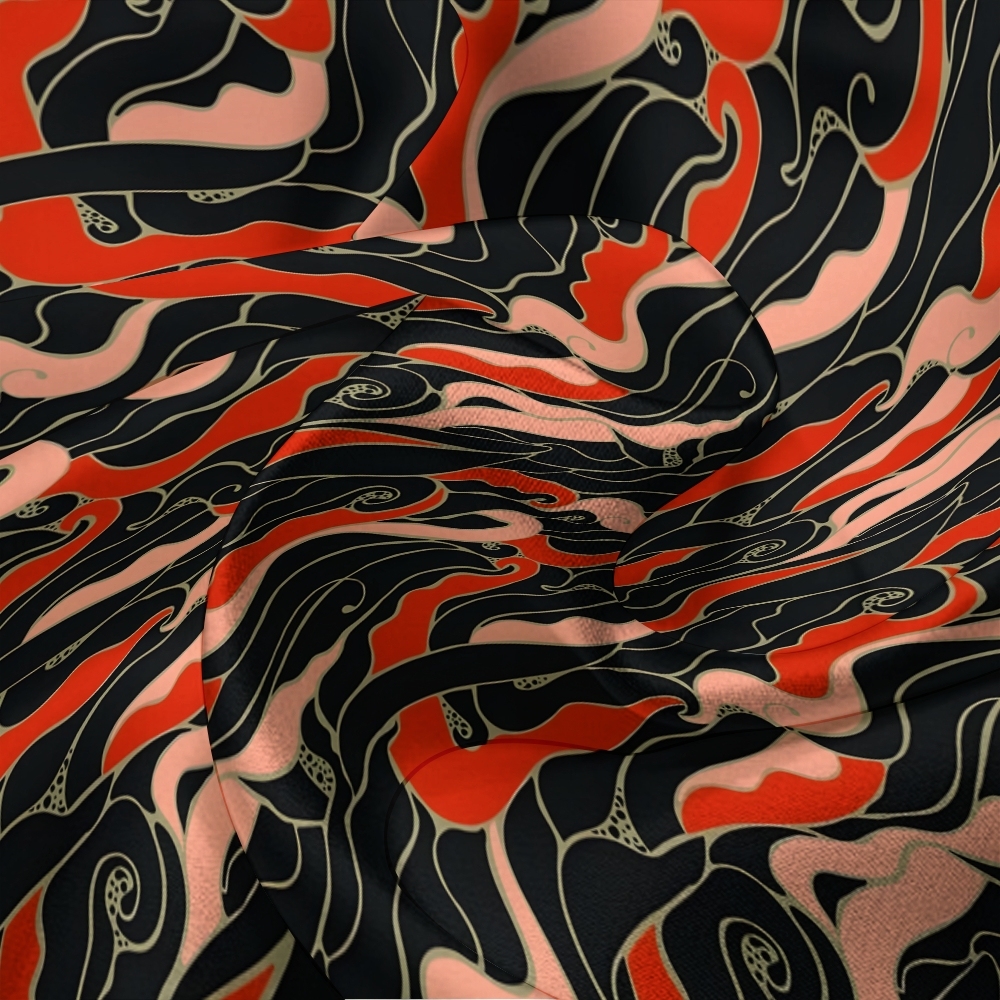 Japanese retro geometric color blocked long sleeved shirt and pajama set